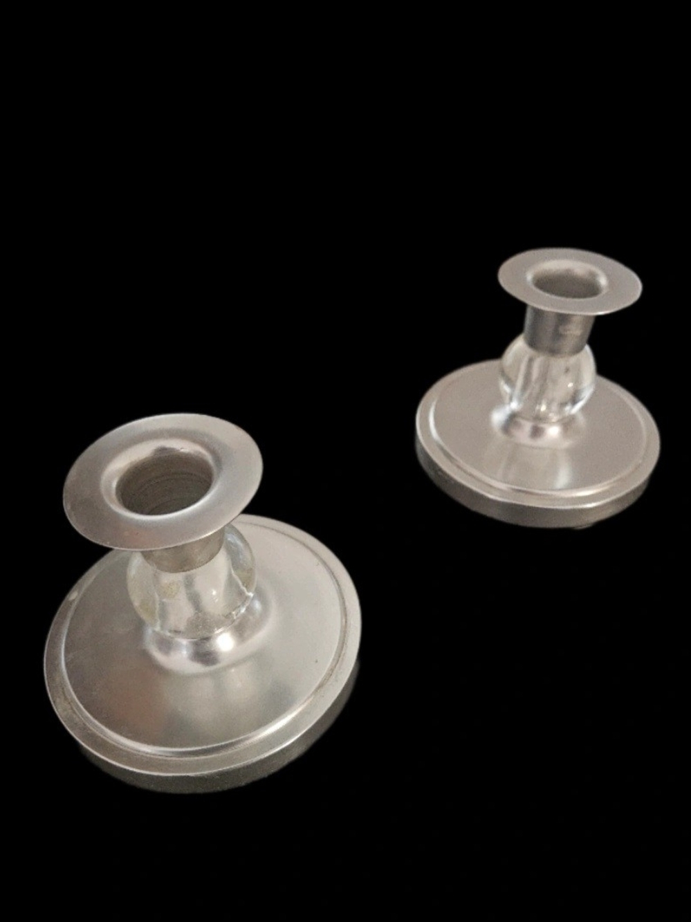 Vintage Art Deco Kensington Aluminum "Stratford" Candlestick Holders - 1930s.